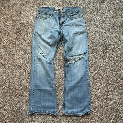 Pre-owned Levi's Vintage  Y2k Blue Thrashed 527 Boot Cut Flare Jeans
