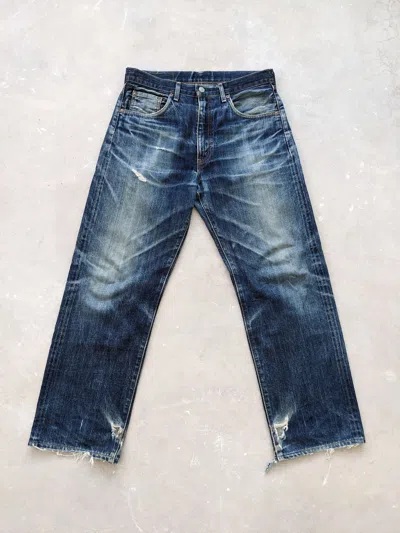 Pre-owned Levi's Vintage Levis 502 Xx Big E Selvedge Distressed Style In Blue
