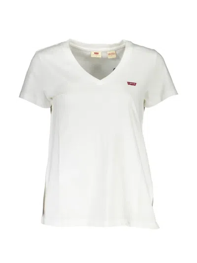 Levi's V-neck Logo-patch T-shirt In White