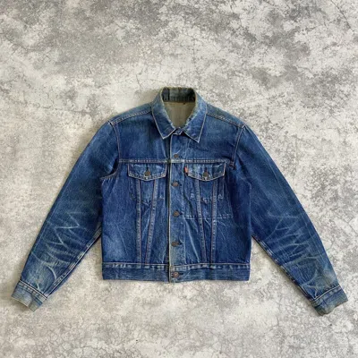 Pre-owned Levi's Vtg 70's  Type 3 Faded Honeycomb Trucker Denim Jacket In Blue