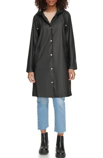 Levi's® Water Resistant Hooded Long Rain Jacket In Black