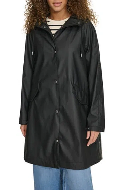 Levi's® Water Resistant Hooded Long Rain Jacket In Black