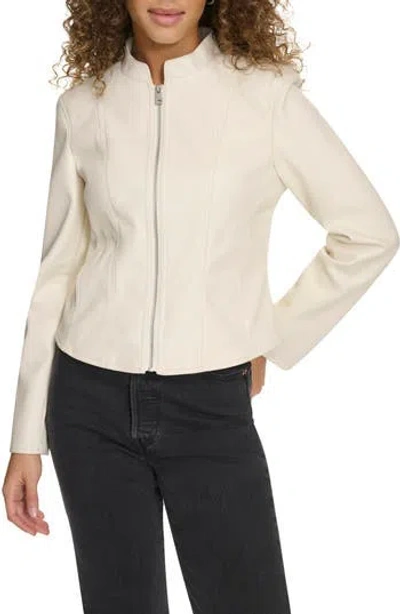 Levi's® Water Resistant Slim Fit Faux Leather Racer Jacket In Gray