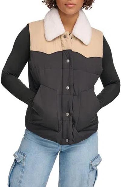 Levi's® Water Resistant Western Puffer Vest In Black