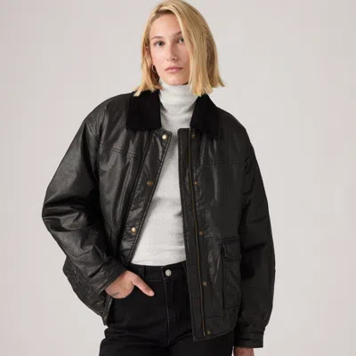 Levi's Waxed Cotton Dad Bomber Jacket In Black