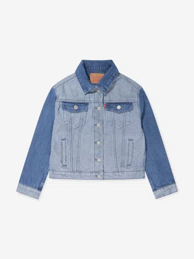 Levi's Wear Kids' Girls Inside Out Trucker Jacket In Blue