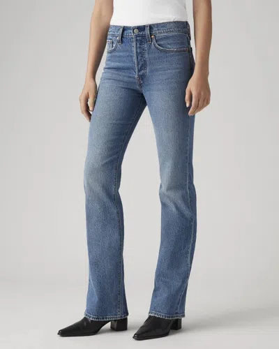 Levi's Wedgie Jeans Women's Blue Denim Cotton Wash Bootcut Leg Jax1942 In Gray