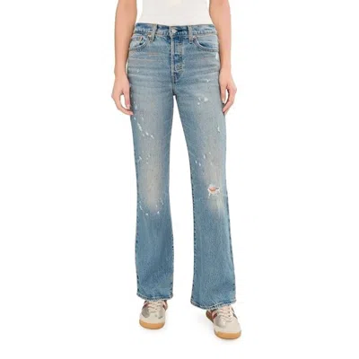 Levi's Wedgie Jeans Women's Blue Denim Distressed Bootcut Leg Jax2124