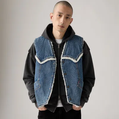 Levi's Western Denim Sherpa Vest In Blue