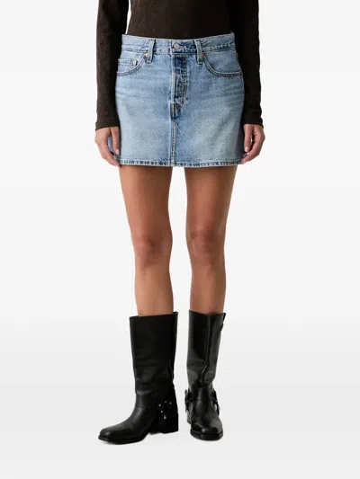Levi's Whiskering-effect Mini Skirt In Blue