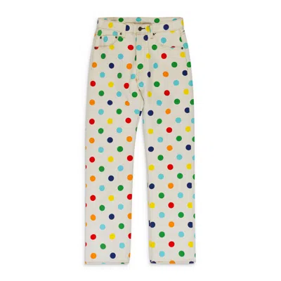 Levi's White Polka Dot Skinny Jeans In Gold