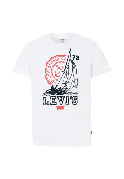 LEVI'S WHITE T-SHIRT FOR BOY WITH SAILBOAT AND LOGO