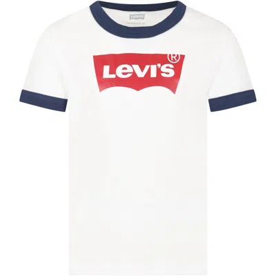 Levi's Kids' White T-shirt For Girl With Logo