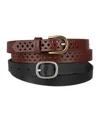 Levi's Women's 2-pack Perforated And Reversible Skinny Casual Belt Set In Brown