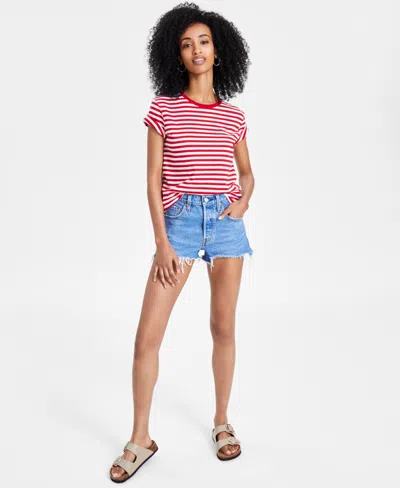 Levi's Women's 501 Button Fly Cotton High-rise Denim Shorts In Pink
