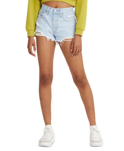Levi's Women's 501 Button Fly Cotton High-rise Denim Shorts In Blue