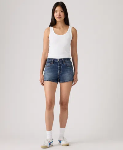 Levi's Women's 501 Button Fly Cotton High-rise Denim Shorts In Blue