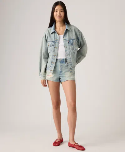 Levi's Women's 501 Button Fly Cotton High-rise Denim Shorts In Blue