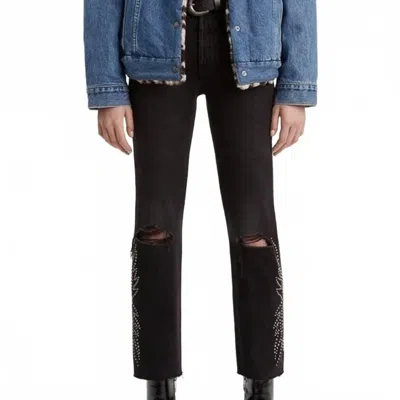 Levi's Women's 501 Original Cropped Studded Jeans In Black In Multi