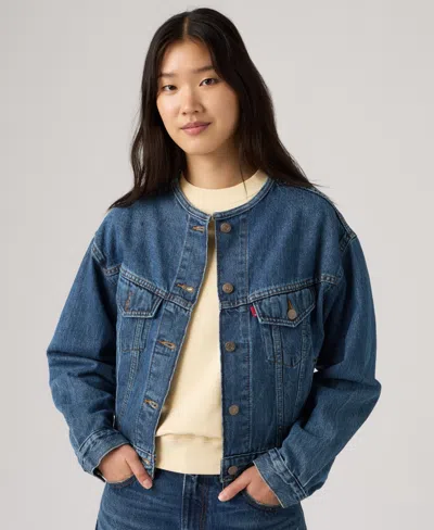 Levi's Women's 90's Collarless Shrunken Trucker Jacket In Blue