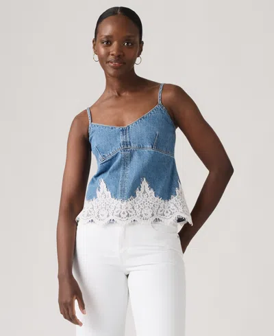 Levi's Women's 90s Denim Sleeveless V-neck Cami Tank Top In Blue