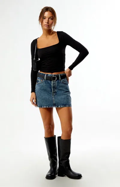 Levi's Women's Acid Wash Icon Denim Mini Skirt In Dark Indigo In Blue