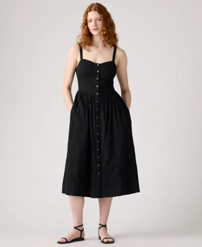 Levi's Women's Adore Sweetheart-neck Midi Dress In Black