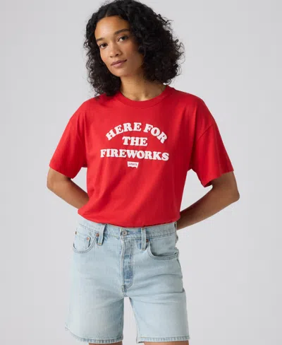 Levi's Women's Americana Graphic Anyday Short-sleeve T-shirt In Red