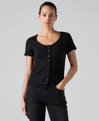 Levi's Women's Austen Button-up Short-sleeve Top In Black