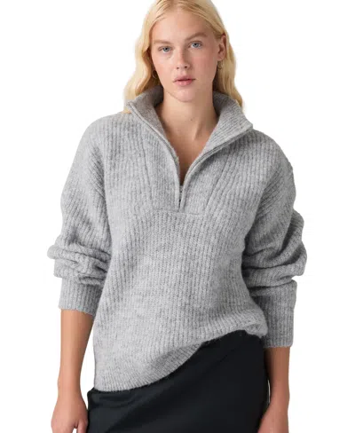 Levi's Women's Ava Cable-knit Quarter-zip Sweater In Gray
