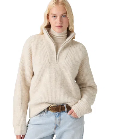 Levi's Women's Ava Cable-knit Quarter-zip Sweater In Neutral