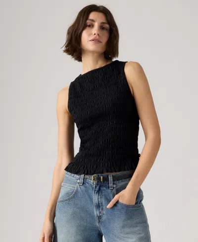 Levi's Bella Smocked Top In Black