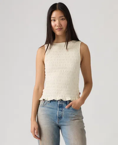 Levi's Bella Smocked Top In White