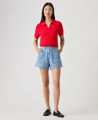 Levi's Women's Cinch Utility Mid-rise Shorts In Blue