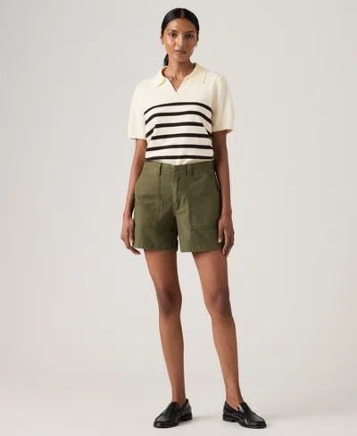 Levi's Women's Cinch Utility Mid-rise Shorts In Green