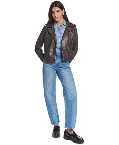 Levi's Women's Classic Faux Leather Asymmetrical Moto Jacket In Animal Print