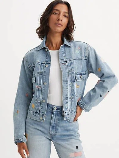 Levi's Women's Coats And Jackets A5884 0001 - Type Ii Trucker Moj Furikakeru In Blue