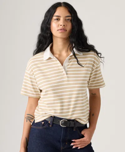 LEVI'S WOMEN'S COTTON ARIES RUGBY POLO TOP