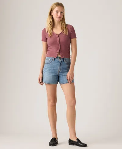 Levi's Cinch Mid Thigh Denim Shorts In Blue
