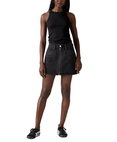 Levi's Women's Cotton Moto Icon Mini Skirt In Black