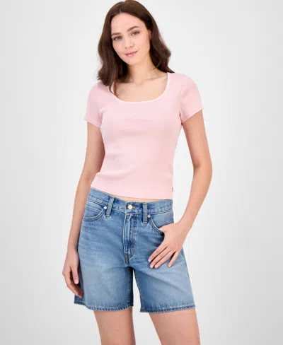 Levi's Women's Cotton Rib-knit Square-neck Tee In Pink