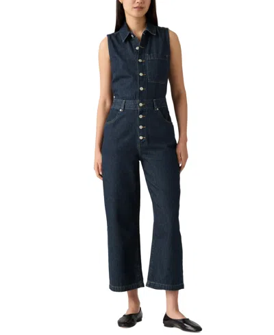 Levi's Women's Cotton Sleeveless Cropped Jumpsuit In Blue
