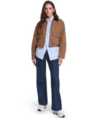 Levi's Women's Cropped Cotton Corduroy-collar Barn Jacket In Brown