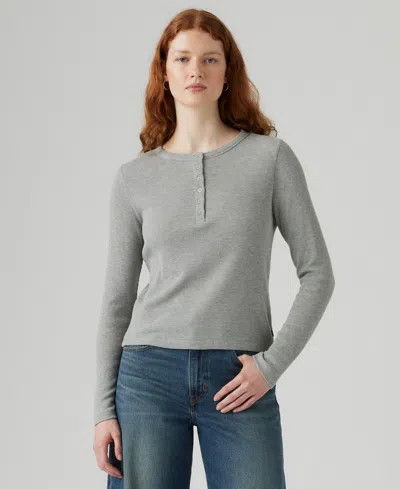Levi's Women's Dana Henley Long Sleeve Top In Gray
