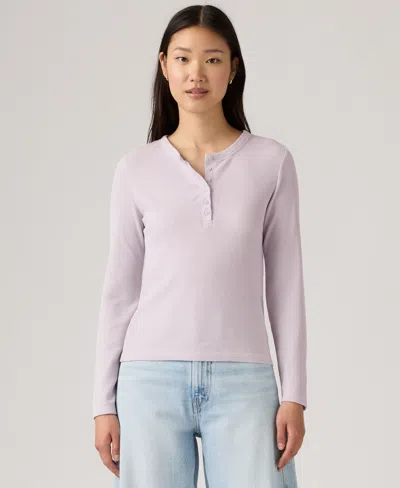 Levi's Women's Dana Henley Long Sleeve Top In Purple