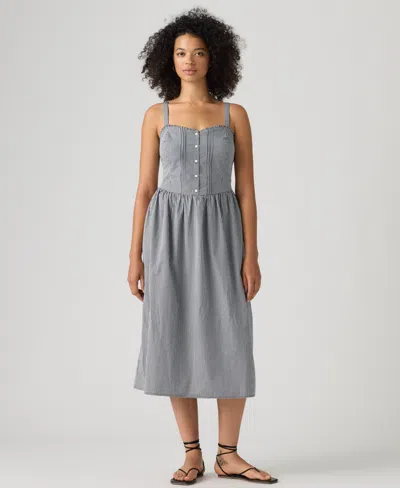 Levi's Women's Delphine Sleeveless Dress In Ceicil Even Micro Check Peacoat