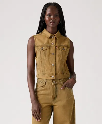 Levi's Women's Denim Trucker Vest In Brown