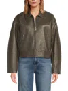 Levi's Women's Drop Shoulder Faux Leather Bomber Jacket In Brown