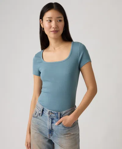 Levi's Garment Dye Essential Square Neck T-shirt In Blue