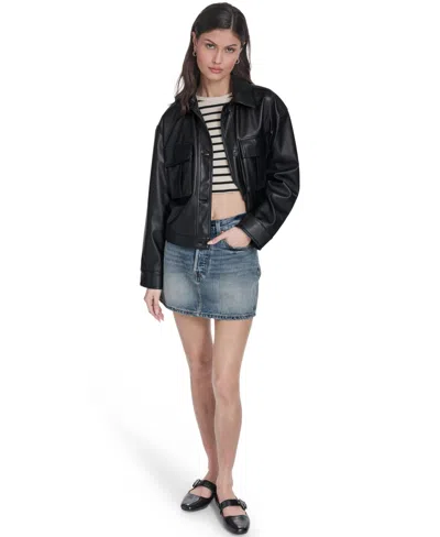 Levi's Women's Faux Leather Button Closure Shacket In Black